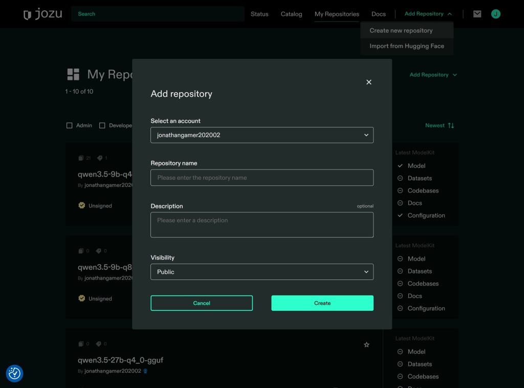 jozu.ml_repository screenshot